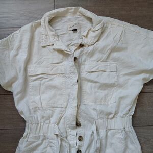 Cream Button-Up Jumpsuit